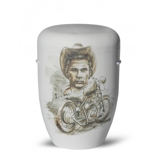 Hand Painted Biodegradable Cremation Ashes Funeral Urn / Casket – James Dean (Portrait of Cool)